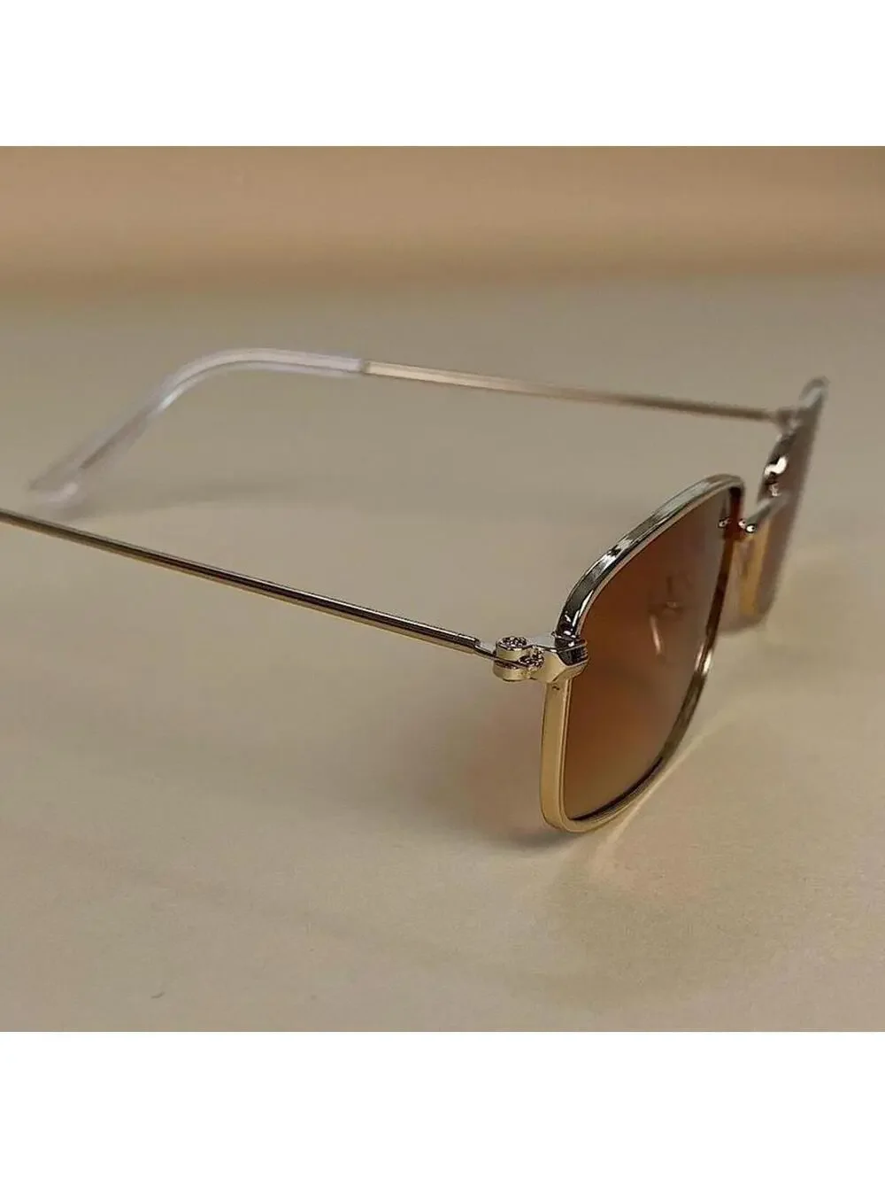 Y2k 2000s vintage brown and gold unique slim style silver mirror lense sunglasse